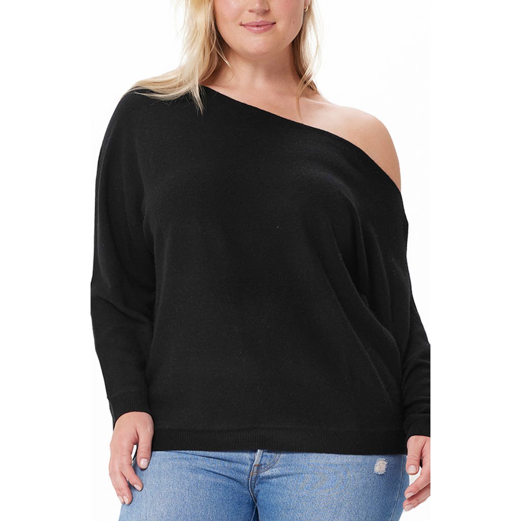 Shop Minnie Rose One-shoulder Cotton & Cashmere Sweater In Black