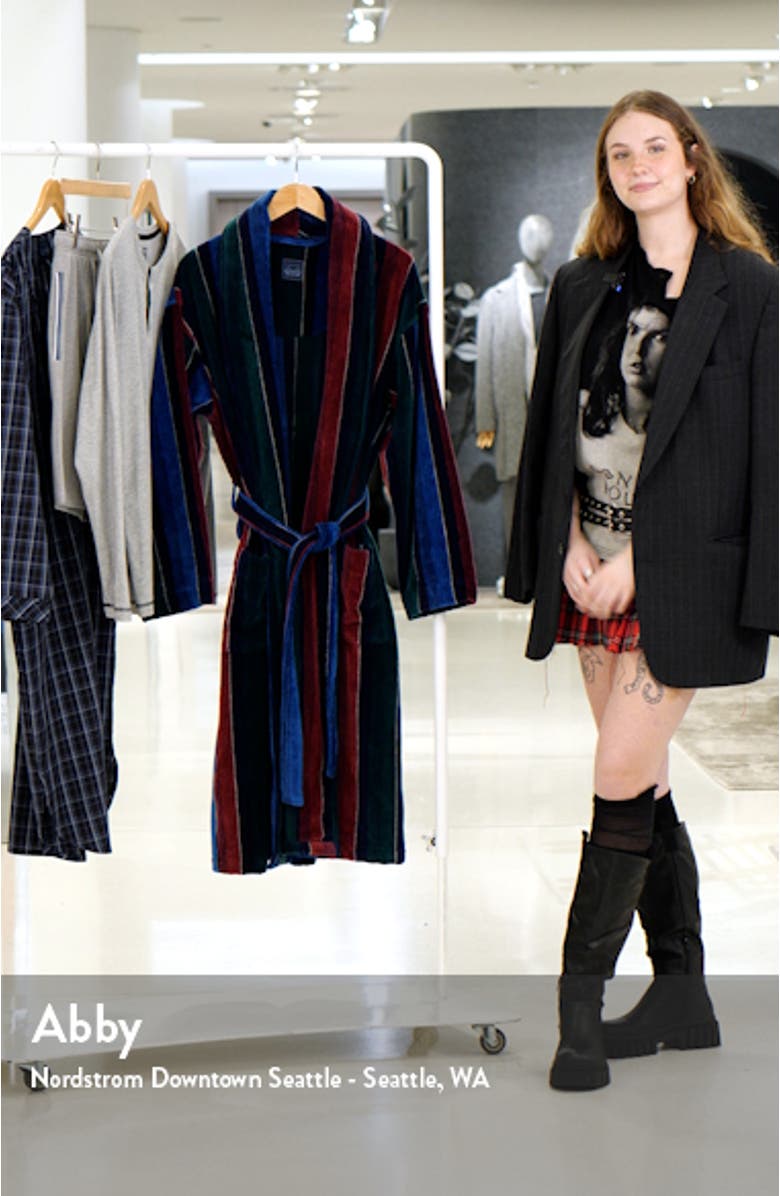 Majestic International Statement Stripes Shawl Collar Terry Cloth Robe