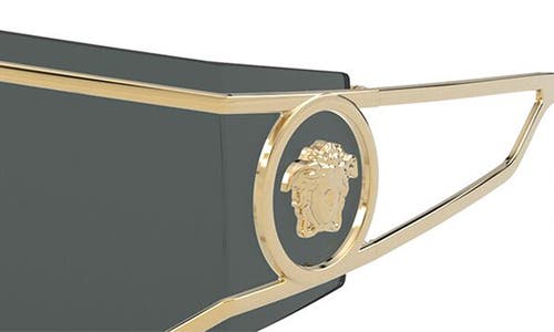 Shop Versace Shield Sunglasses In Gold/grey