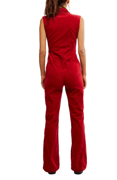 Shop Free People Ring The Alarm Corduroy Jumpsuit In Haute Red