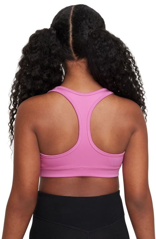 Shop Nike Kids' Dri-fit Racerback Sports Bra In Playful Pink/white