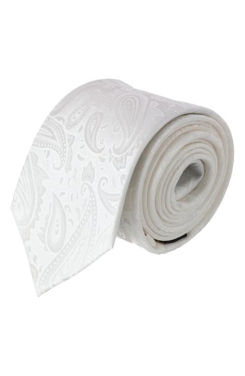 Trafalgar Banbury Paisley Silk X-long Tie In White