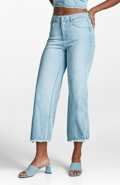 Dia Raw Hem Crop Wide Leg Jeans in Washed Indigo