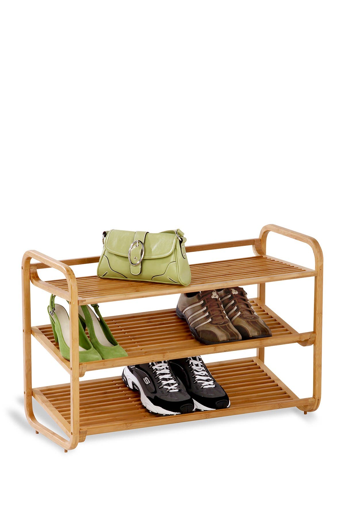 3 tier stackable bamboo shoe rack on Honey Can Do Bamboo 3 Tier Deluxe Shoe Shelf Hautelook