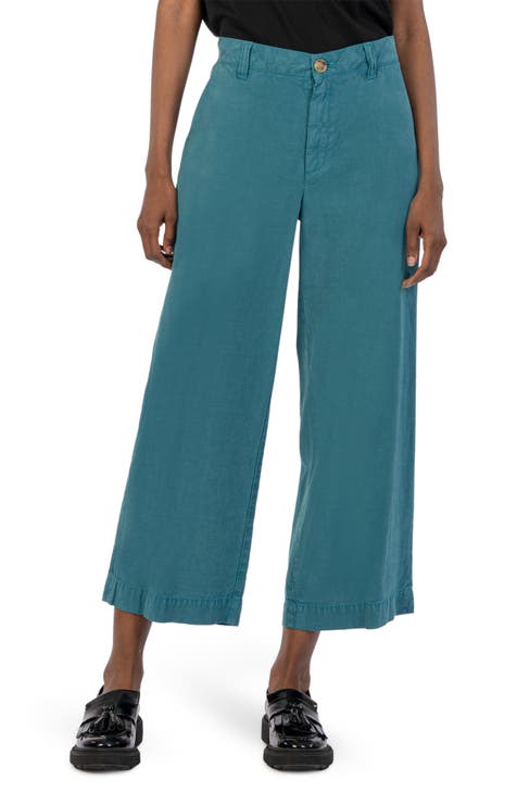 Women's Blue/Green Wide-Leg Pants