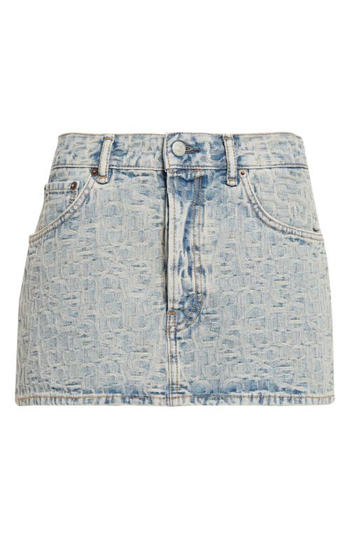 Acne Studios Blue Embossed Denim Miniskirt In Blue Beige