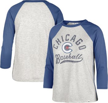 47 Women's '47 Gray Chicago Cubs City Connect Retro Daze Ava Raglan  3/4-Sleeve T-Shirt