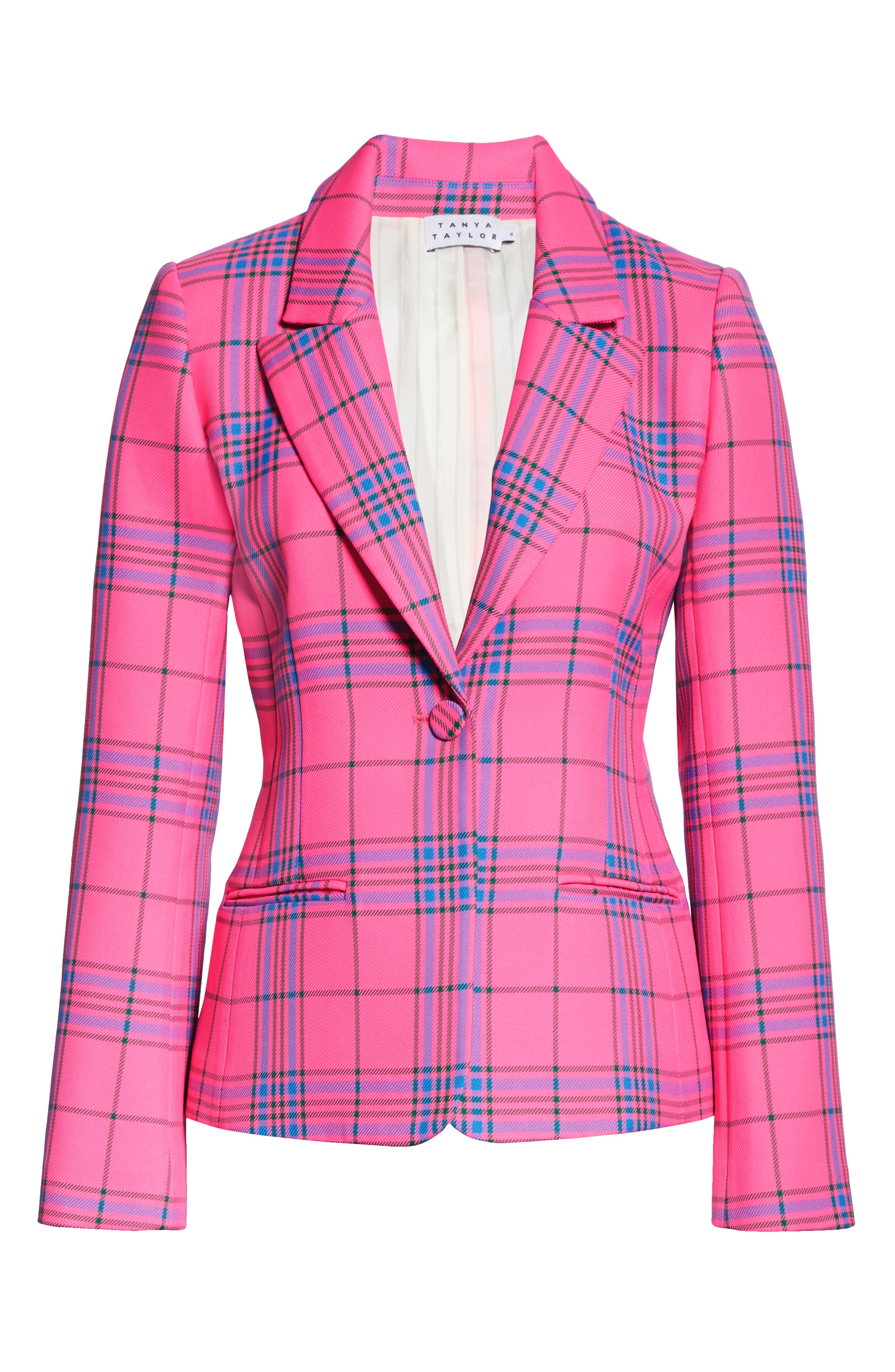 pink plaid blazer