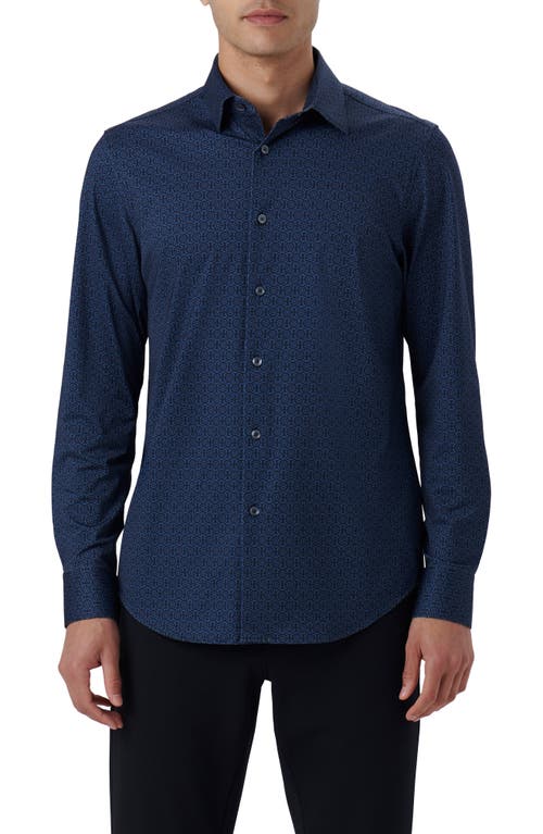 Bugatchi James OoohCotton Mandala Print Button-Up Shirt in Navy at Nordstrom, Size Medium