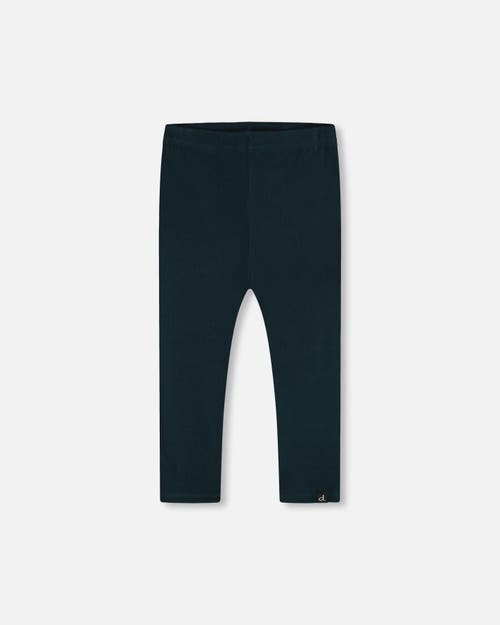 Shop Deux Par Deux Baby Girl's Rib Leggings Dark Emerald In Onion Blue