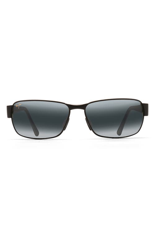 Maui Jim Black Coral 65mm Polarized Oversize Rectangular Sunglasses in Matte Black at Nordstrom