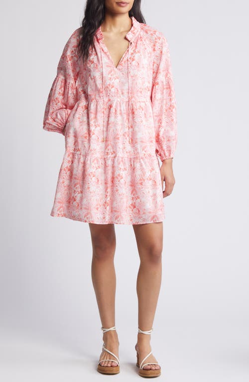 Tommy Bahama Petit Palma Long Sleeve Cotton Blend Dress Paradise Pink at Nordstrom,