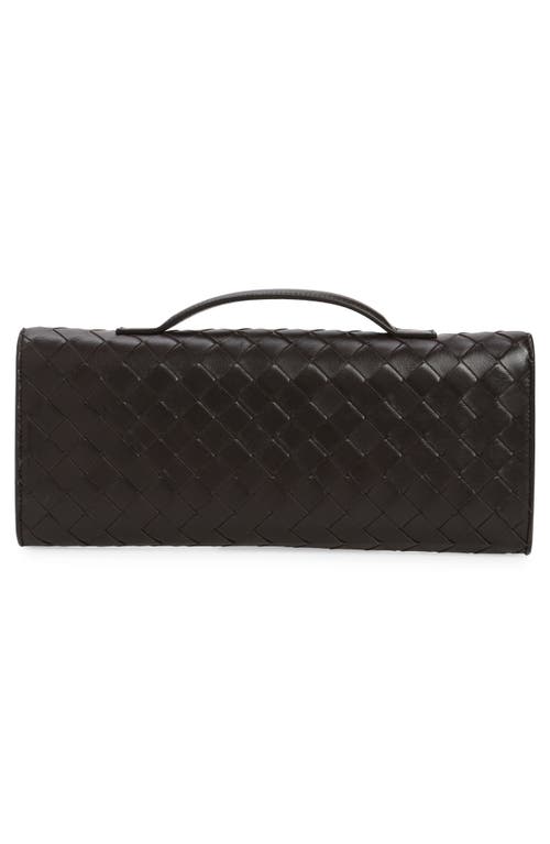 Bottega Veneta Womens Andiamo Long Intrecciato-weave Leather Clutch Fondant-m Brass In Fondant Brass
