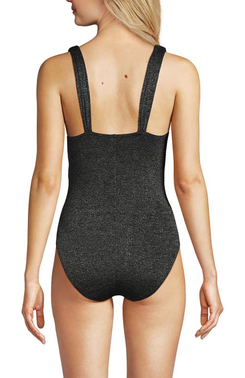 Shop Lands' End Slendersuit Grecian Tummy Control One Piece Swimsuit In Black Shine