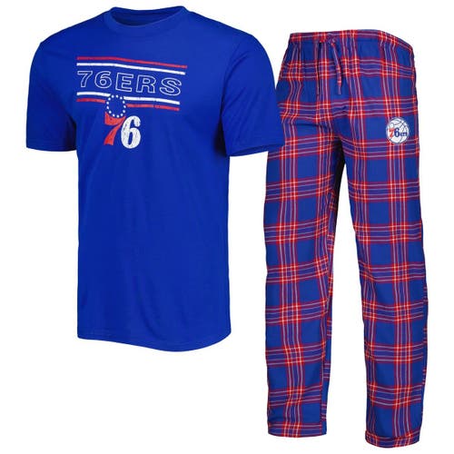 Men's Concepts Sport Royal/Red Philadelphia 76ers Badge T-Shirt & Pajama Pants Sleep Set