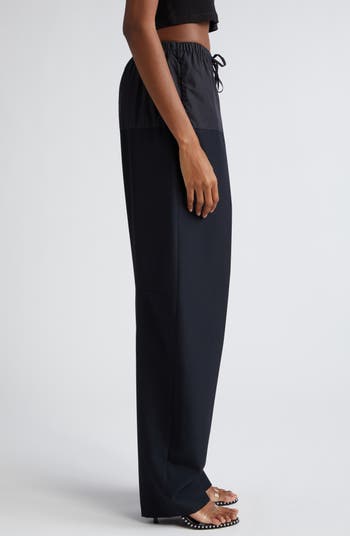 Alexander Wang Logo Elastic High Waistband Pleated Wool Trousers