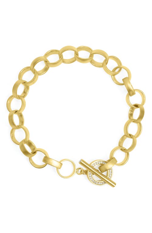 Petit Pavé Statement Chain Bracelet in White Topaz/Gold