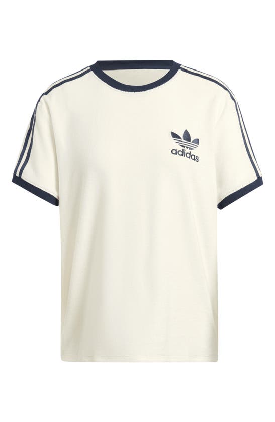Shop Adidas Originals 3-stripes French Terry T-shirt In Off White