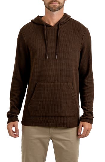 Rainforest Cabin Waffle Knit Hoodie In Dark Brown