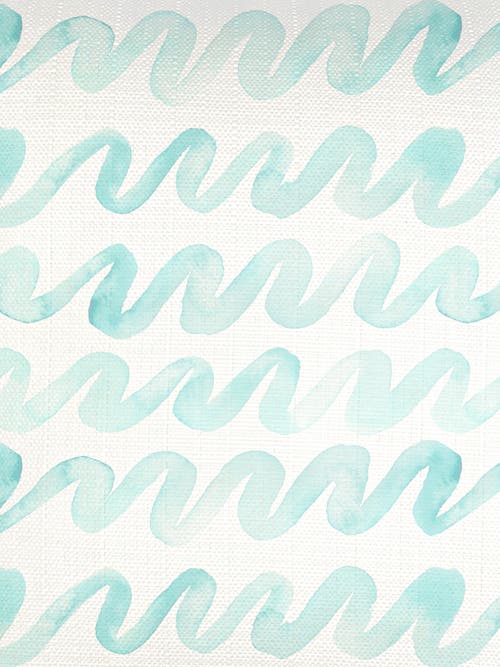 Anaya Watercolor Waves Linen Euro Pillow 26x26 Down Insert In Aqua