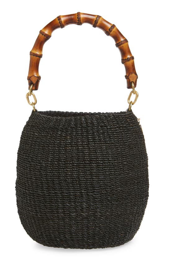 Clare V Pot De Miel Bamboo Top-handle Basket Bag In Black