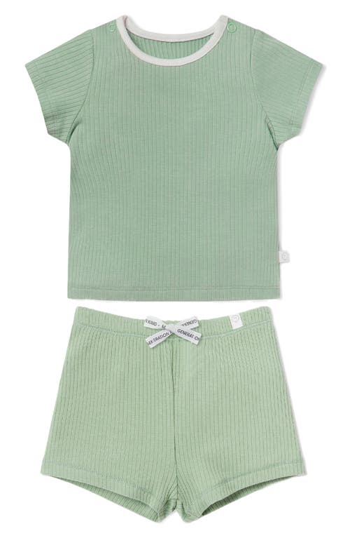Mori Fitted Two-piece Rib Short Pajamas In Sage