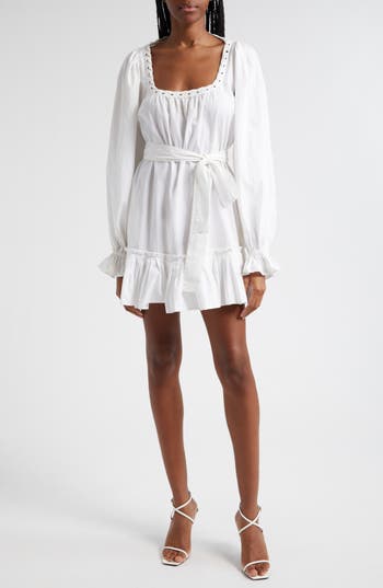 Shop Ramy Brook Kayleigh Long Sleeve Cotton Minidress In White
