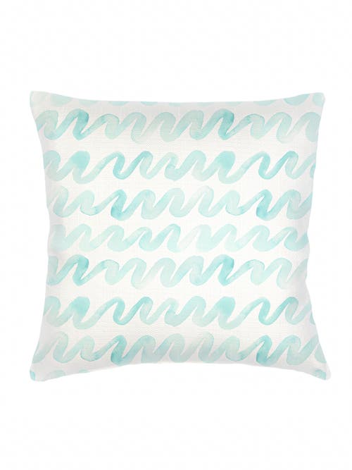 Shop Anaya Watercolor Waves Linen Euro Pillow 26x26 With Down Insert In Aqua