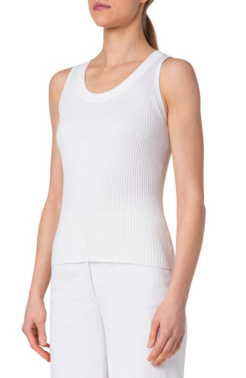 Akris Punto Crewneck Cotton Rib Tank Top In Cream