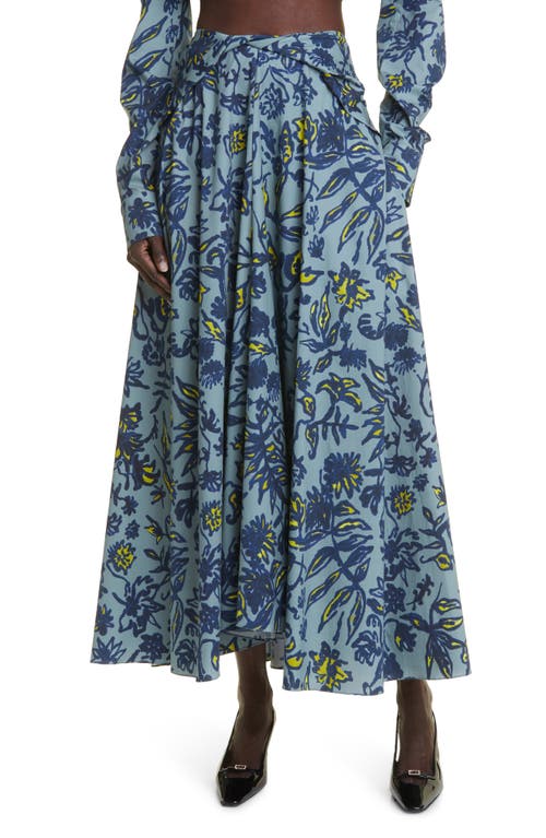 Altuzarra Pythia Shibori Dye Twist Detail Stretch Cotton Maxi Skirt in 273463 Stormcloud Shibori Flwr