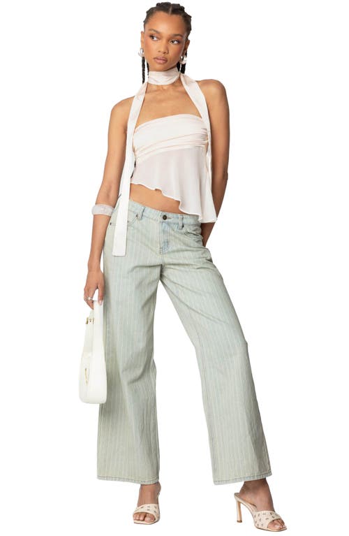 Shop Edikted Lannah Textured Low Rise Wide Leg Jeans In Mix