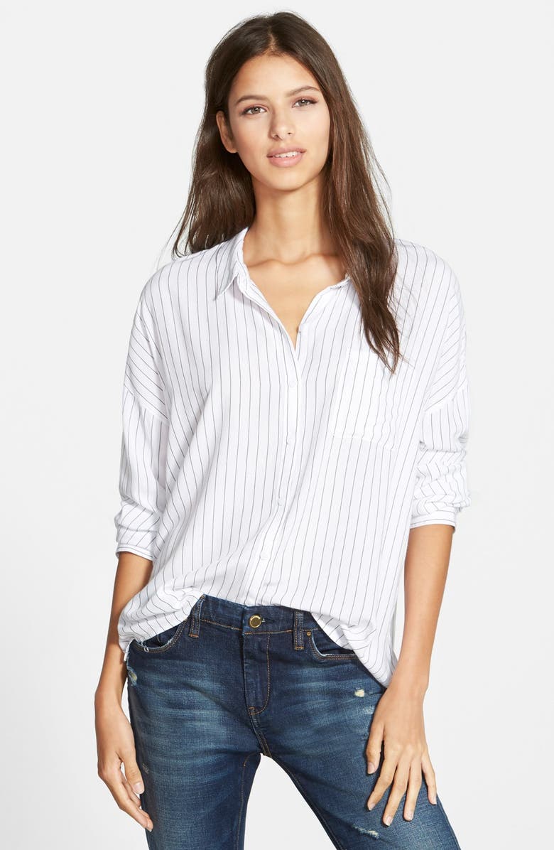 Leith Button Front Stripe Shirt | Nordstrom
