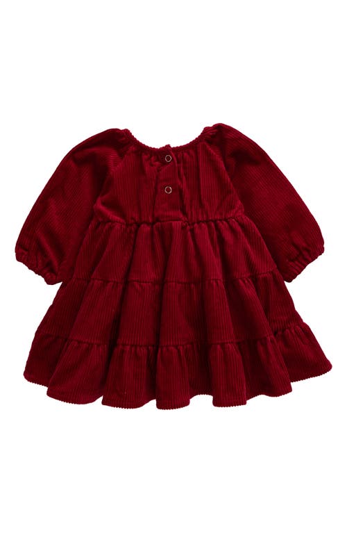 Shop Tiny Tribe Cotton Corduroy Tiered Dress In Red