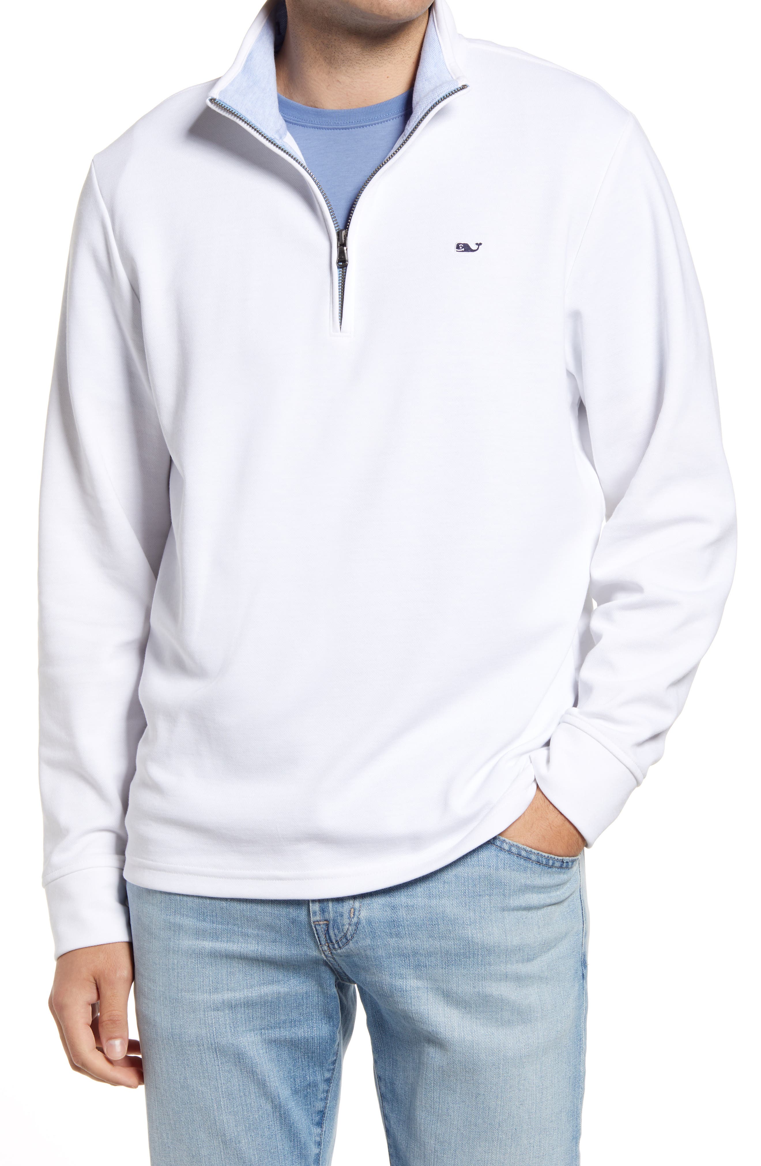 white fleece quarter zip