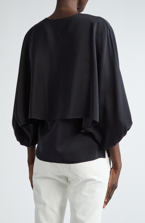 Shop Lafayette 148 New York Bishop Sleeve Layered Silk Top In Black