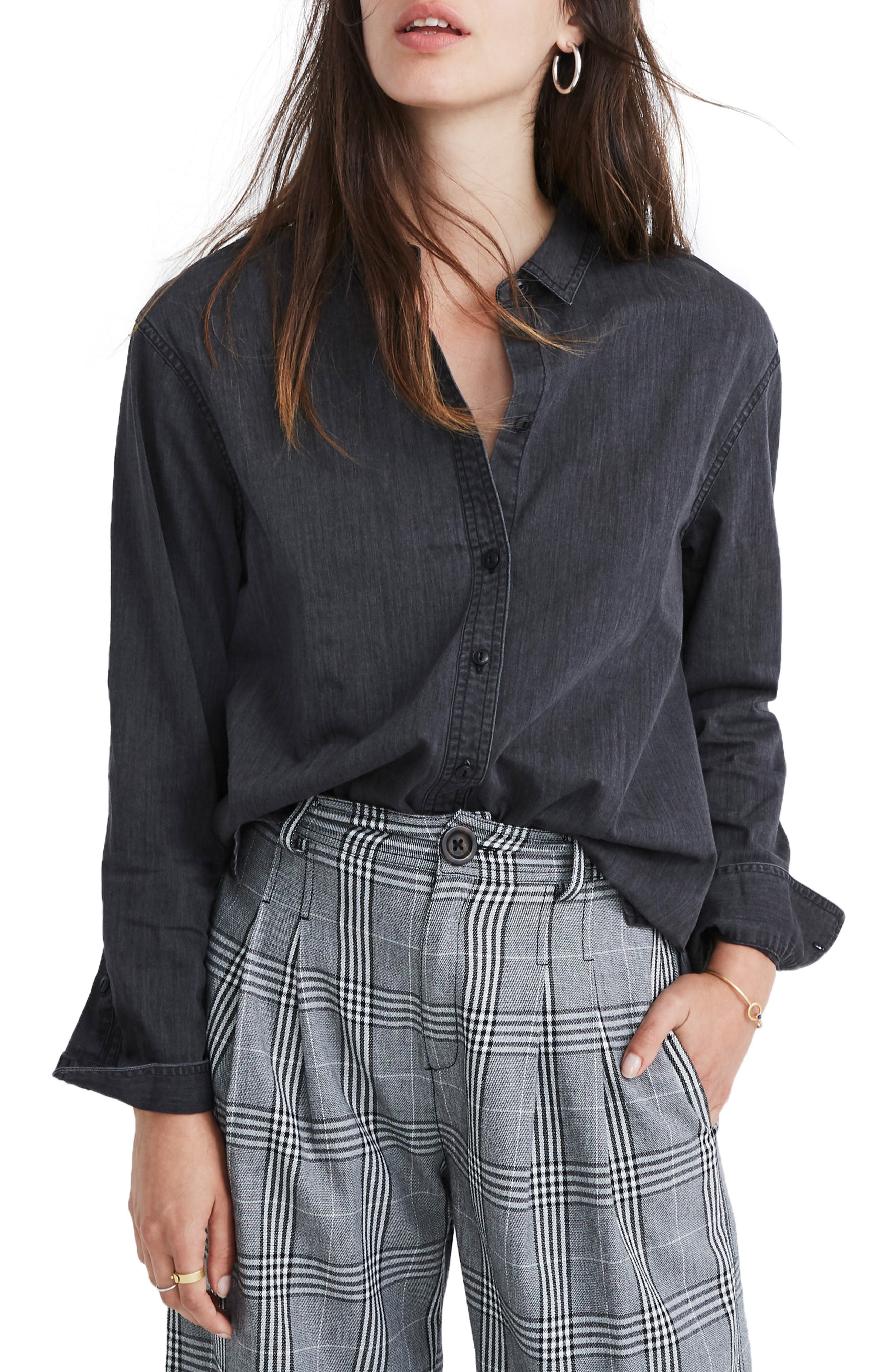 oversized denim boyfriend shirt