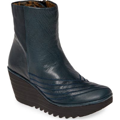 Fly London Yeni Platform Wedge Bootie - Blue