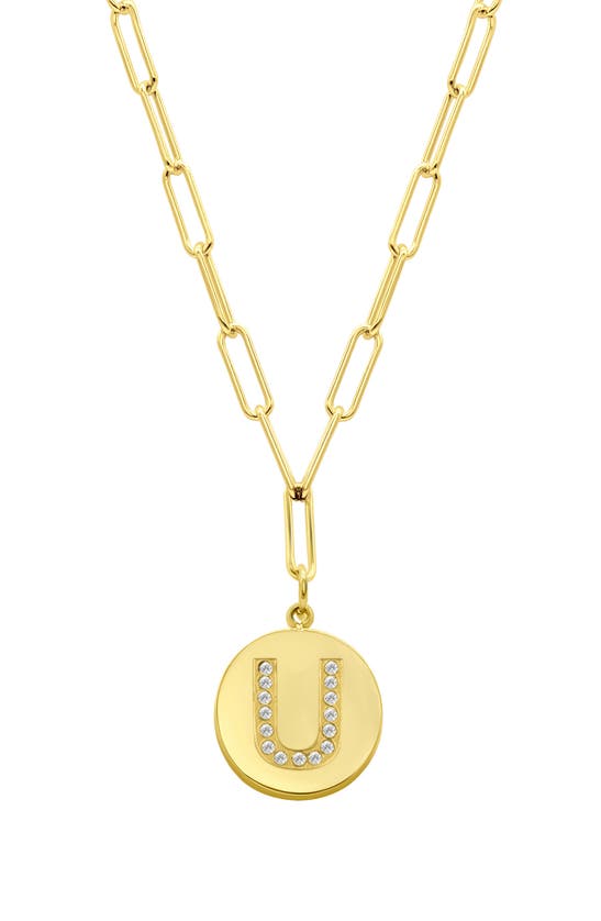 Adornia 14k Gold Plated Pavé Initial Pendant Necklace In Gold-u
