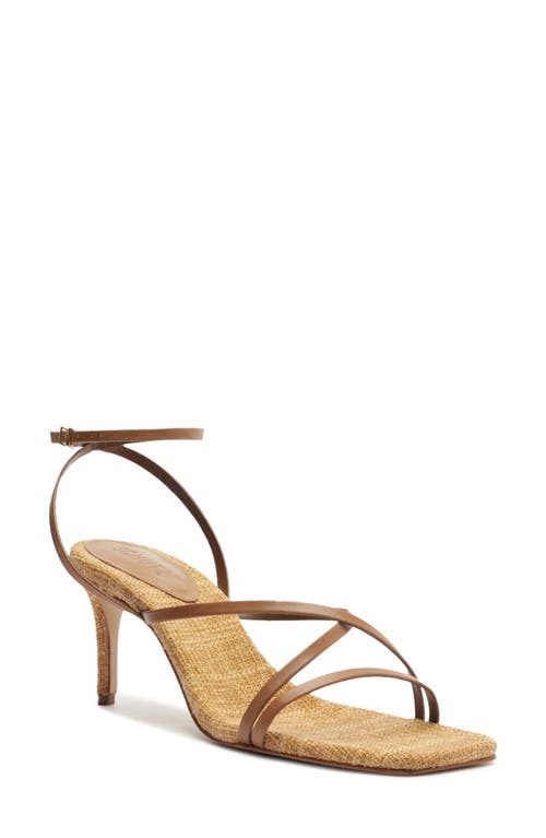 Schutz Bari Mid Ankle Strap Sandal in Caramel Coffee 