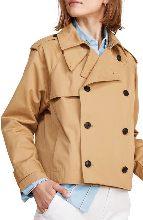 Vineyard Vines Crop Trench Coat In Officer Khaki