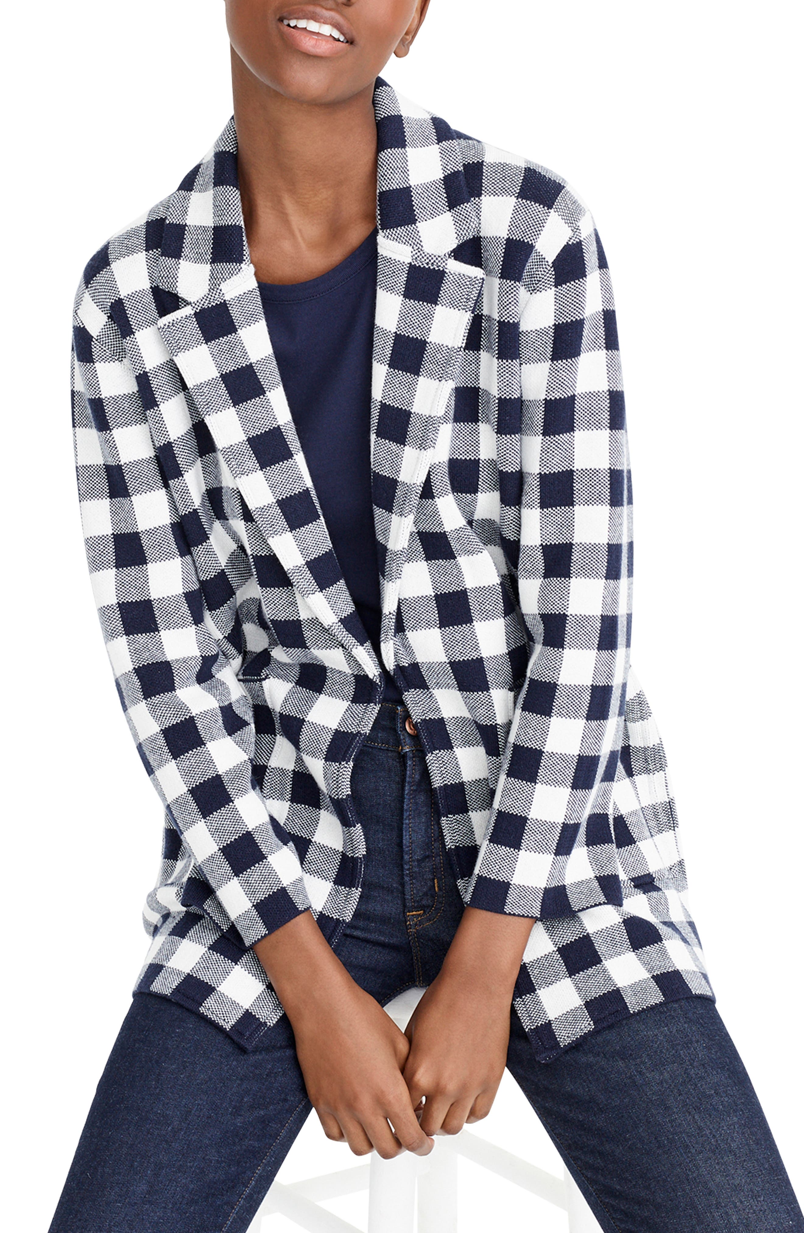 J.Crew Sophie Gingham Sweater Blazer Nordstrom