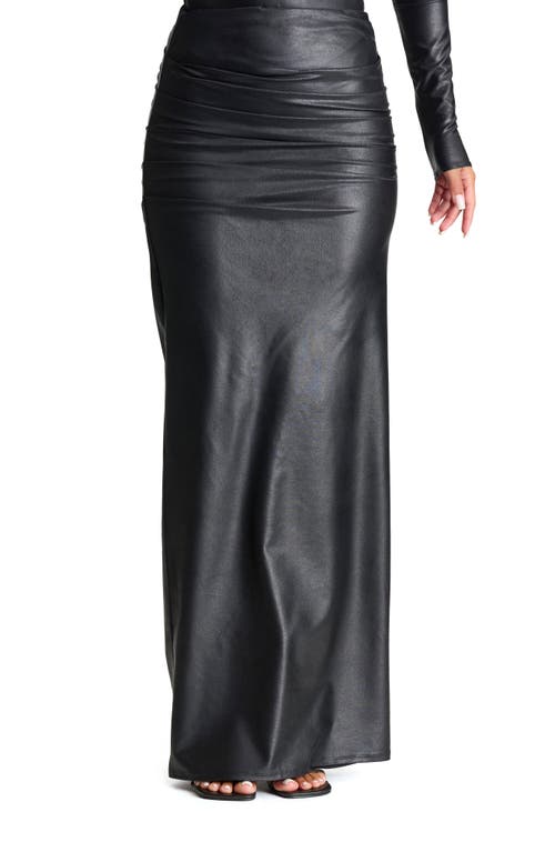 Naked Wardrobe Draped Faux Leather Maxi Skirt In Black