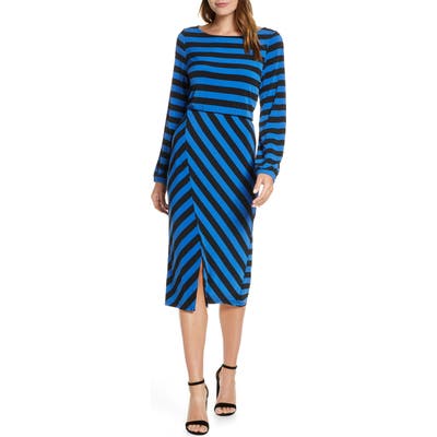 Leota Tiana Directional Stripe Long Sleeve Knit Dress, Blue