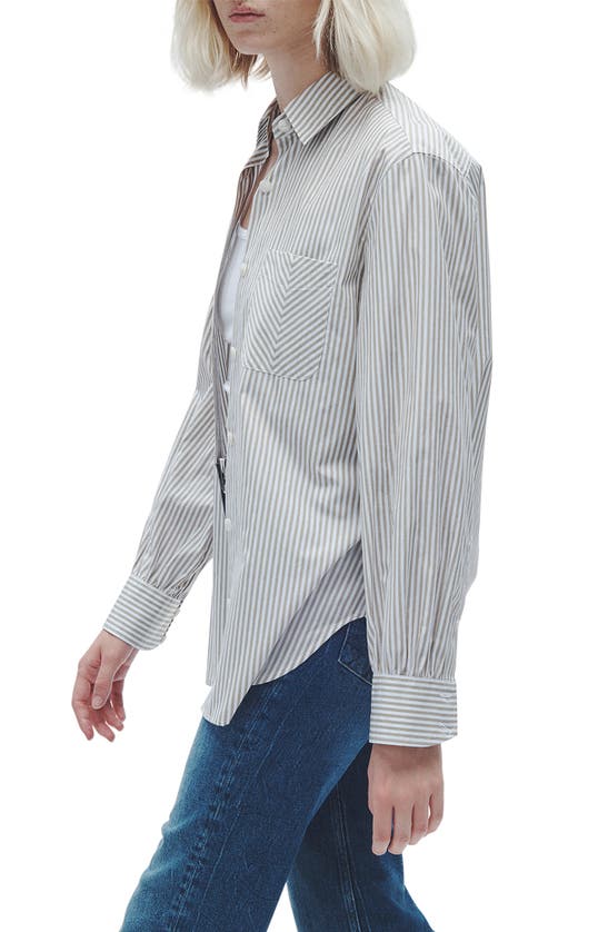 Shop Rag & Bone Maxine Stripe Cotton Button-up Shirt In Silver Stripe