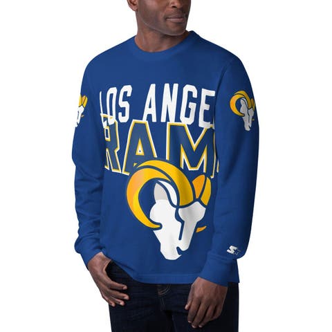 Men's Starter Royal Los Angeles Rams Half Ball Team Long Sleeve T-Shirt Size: Small