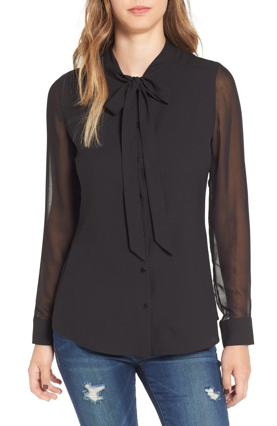 Storee Tie Neck Blouse Nordstrom