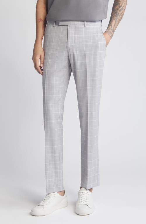 Open Edit Extra Trim Fit Plaid Wool Blend Trousers at Nordstrom,