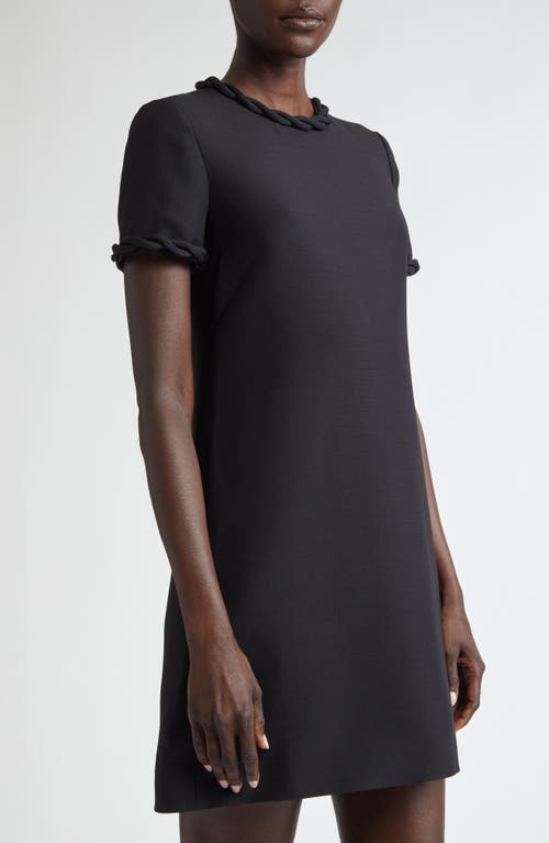 Shop Valentino Garavani Twisted Trim Virgin Wool & Silk Dress In Nero