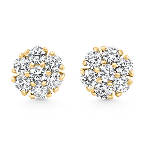 Bliss Diamond 1ct Diamond Cluster Pave Studs Screwback Earrings 14k Gold Lab Grown In Yellow Gold