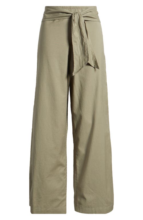 BEACHLUNCHLOUNGE BEACHLUNCHLOUNGE FLORENCIA TIE WAIST WIDE LEG COTTON & LINEN PANTS